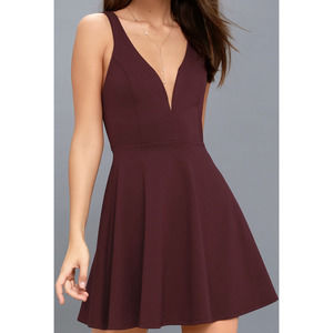 LULU'S sz S Love Galore Plum Purple Skater Dress NWOT B18
